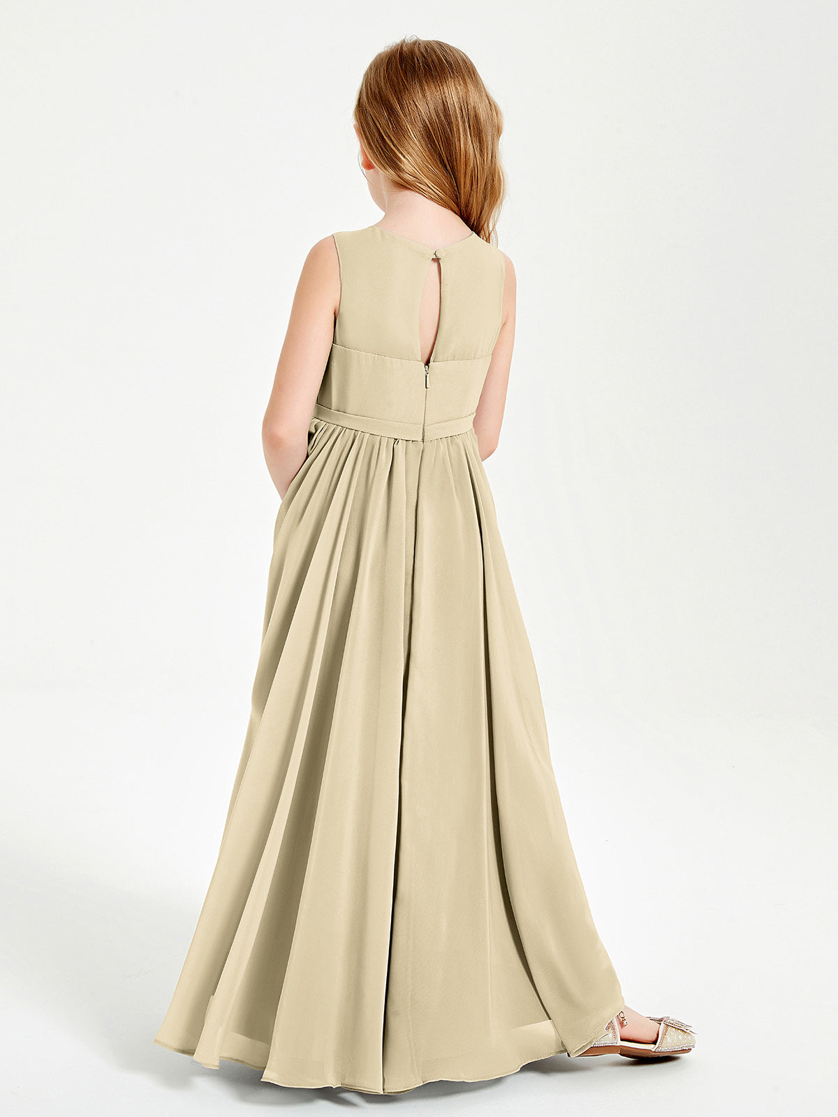 Chic Elegant Sleeveless Dresses for Junior Bridesmaids Champagne